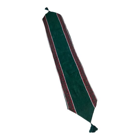 Vintage Holiday Green and Red Table Runner - Picture 1 of 4